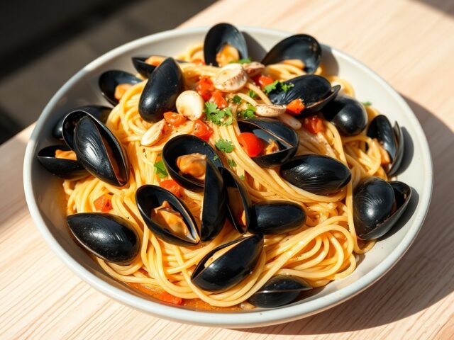 Linguine met mosselen