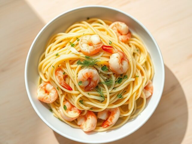 Linguine met scampi’s en venkel