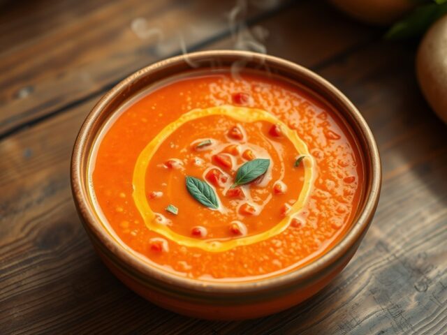 Linzensoep met paprika’s