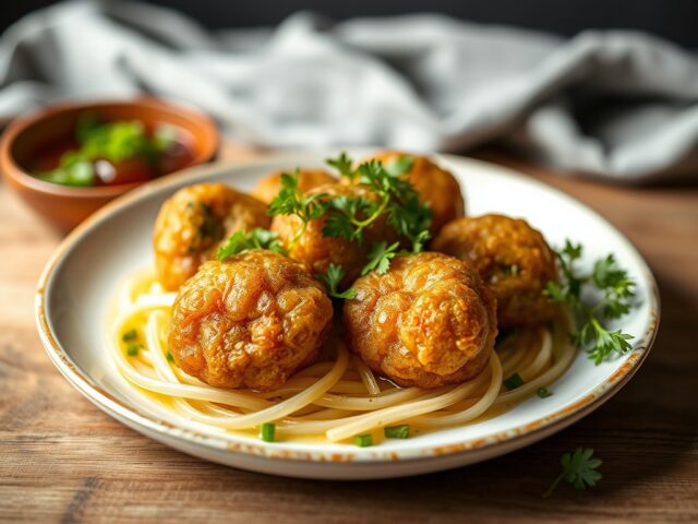 Loempia van lamszwezerik en wakame met lichte