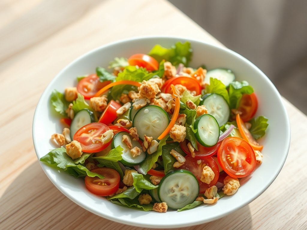 Luchtige salade, AI-gegenereerde illustratie