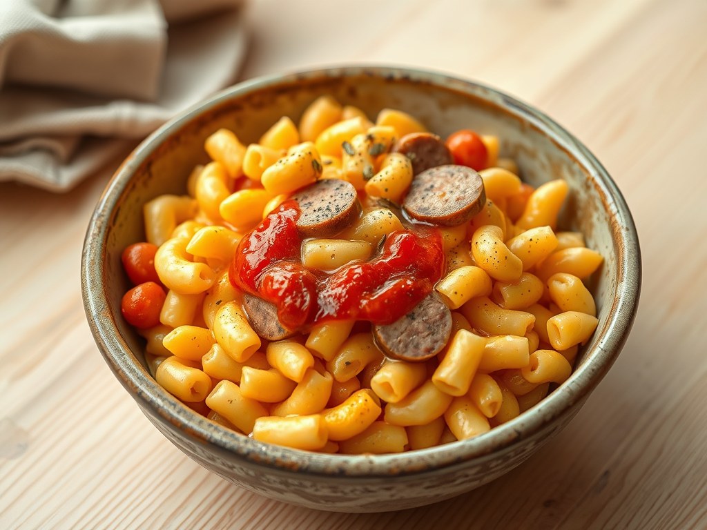 Luie huisvrouwen macaroni, AI-gegenereerde illustratie