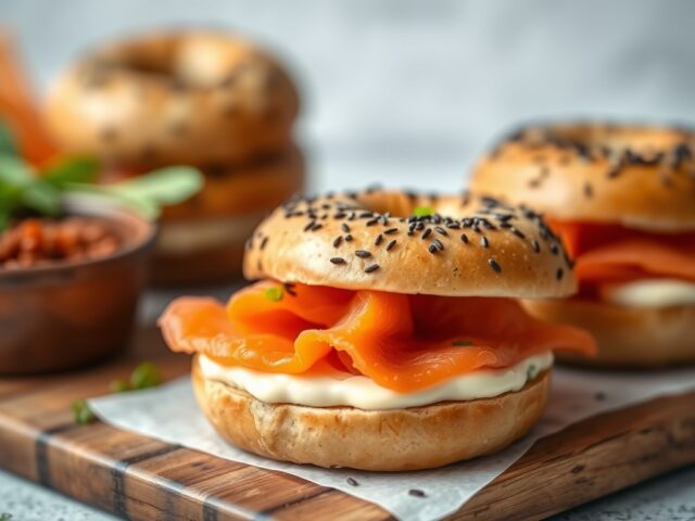 Luxe bagels met zalm — AI-gegenereerde illustratie