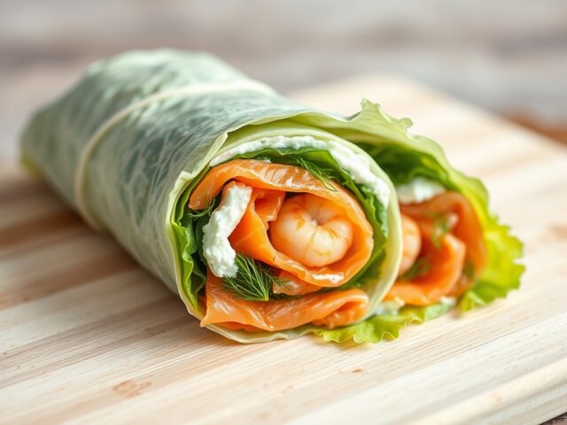 Luxe viswrap gevuld met gerookte zalm en Hollandse