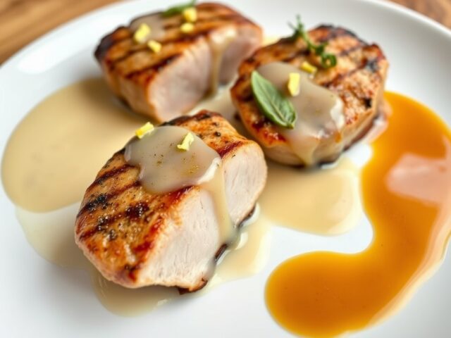Médaillons de porc avec deux sauces