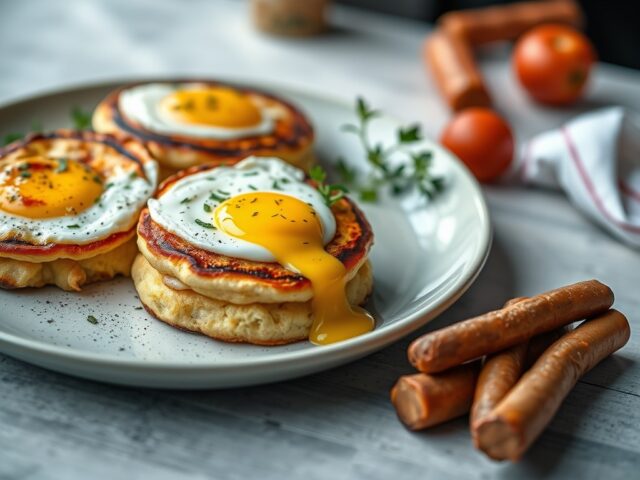Maïskoekjes met gegrilde knakworstjes — AI-gegenereerde illustratie