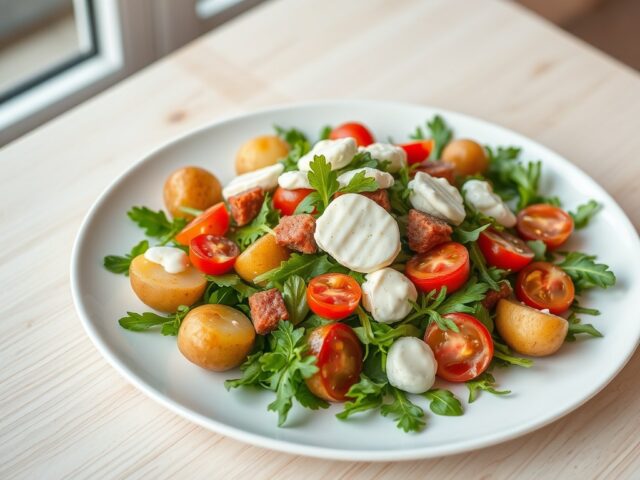 Maaltijdsalade met aardappel en mozzarella
