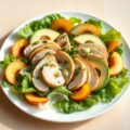 Maaltijdsalade met kip met nectarine en avocado
