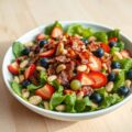 Maaltijdsalade met zomerfruit en spekjes