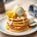 Maanzaad-kruidenpannenkoekjes met mango en advocaat