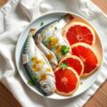 Maatjes met pompelmoes en gembervinaigrette