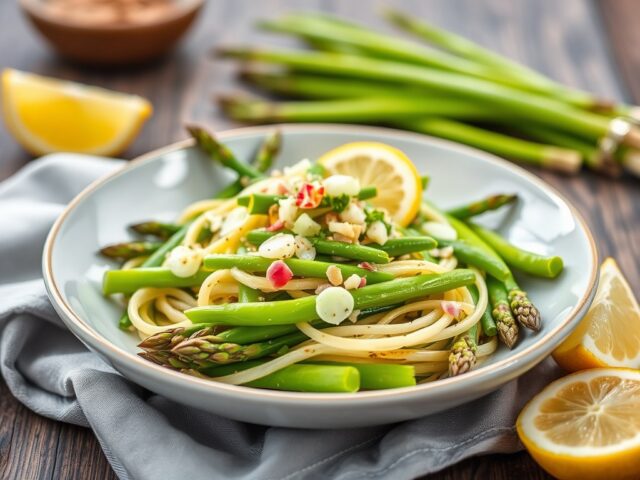 Maatjesharing met groene asperges