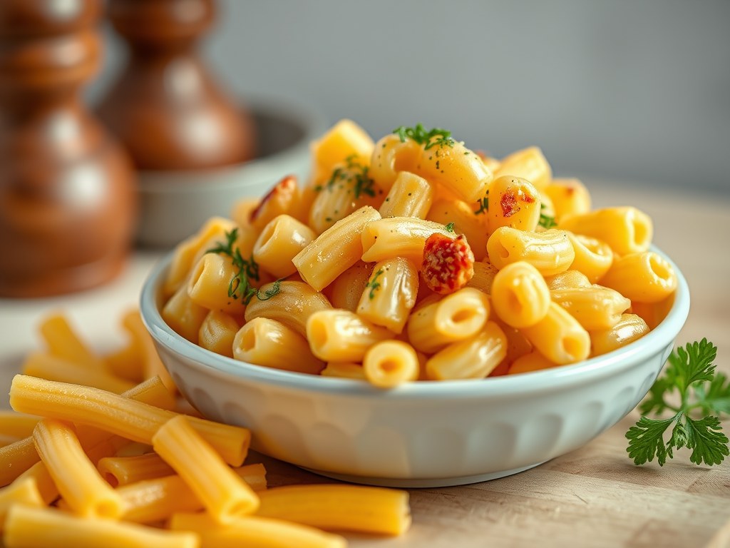 Macaroni met kaas, AI-gegenereerde illustratie