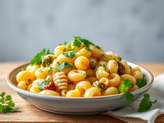 Macaroni met peer — AI-gegenereerde illustratie