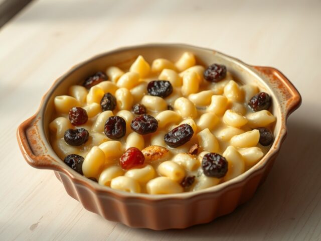 Macaroni met rozijnen en pruimen