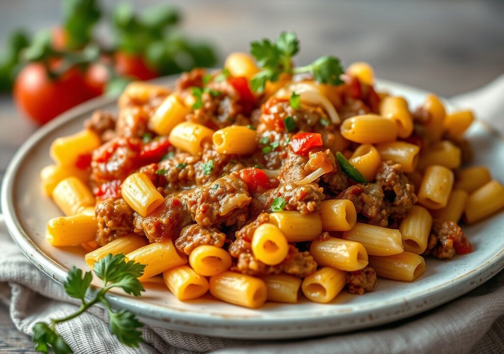 Macaroni overbakken, AI-gegenereerde illustratie
