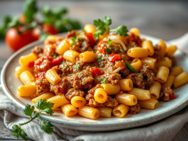 Macaroni overbakken — AI-gegenereerde illustratie