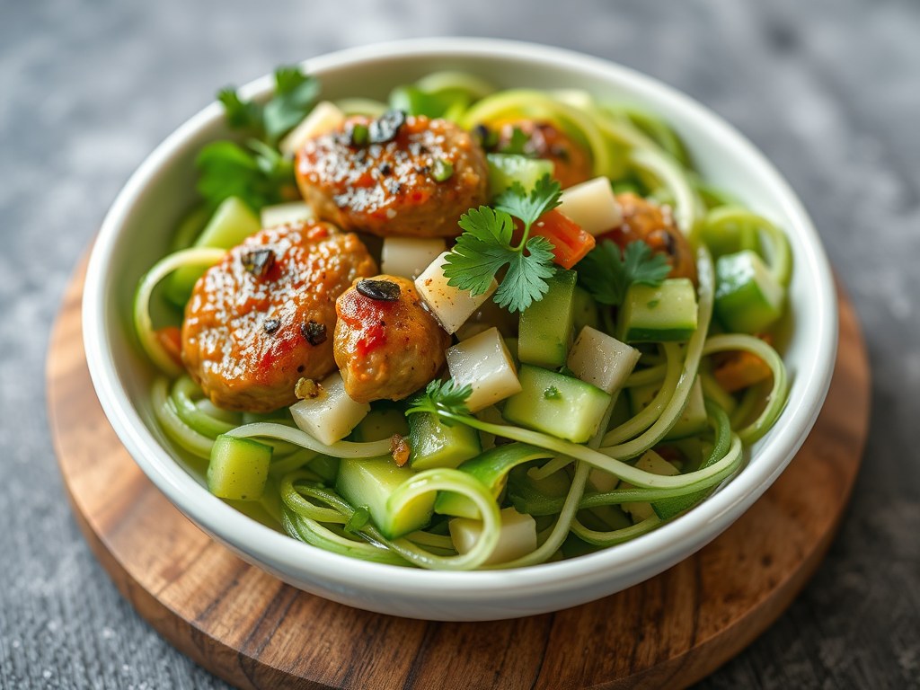 Makreelfilets met dadels en pittige komkommersalade, AI-gegenereerde illustratie