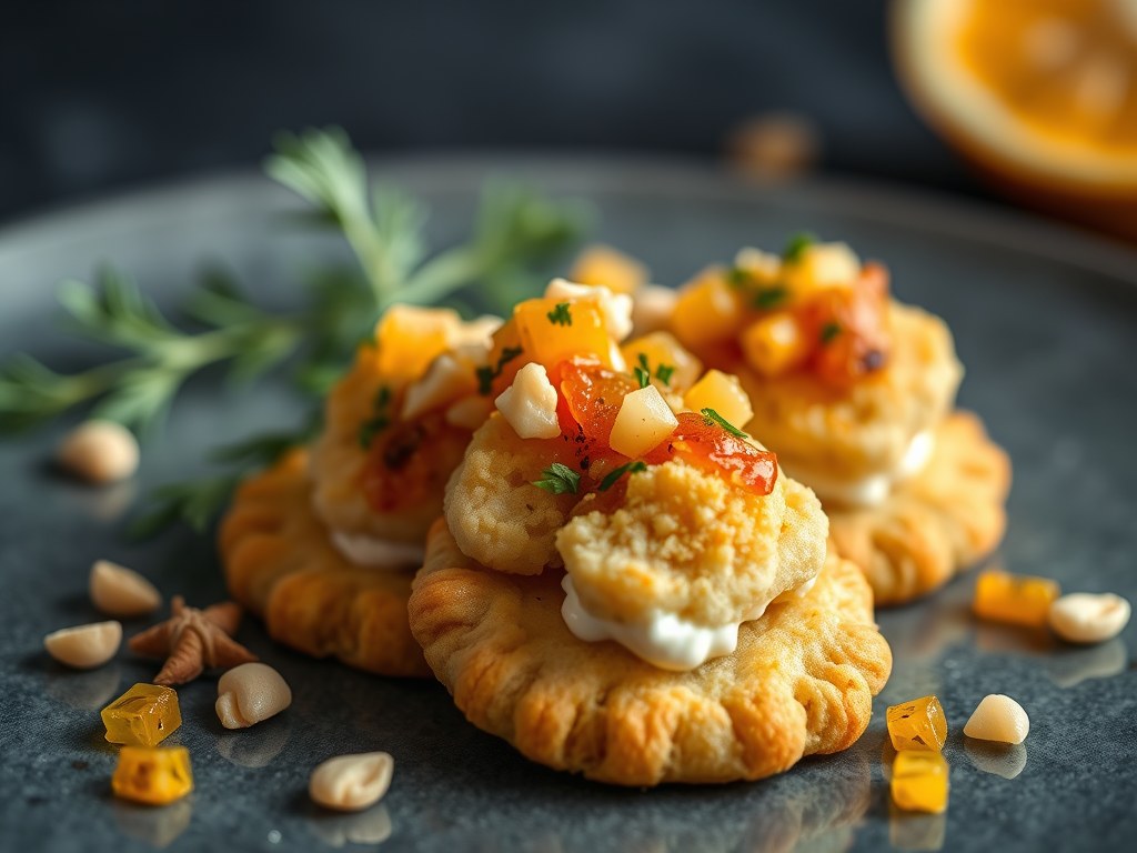 Makreelkoekjes met een pittige citruschutney, AI-gegenereerde illustratie
