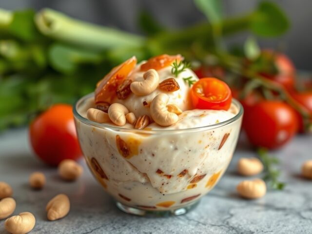 Makreelrolletjes met mihoen en cashewnoten in ijsb