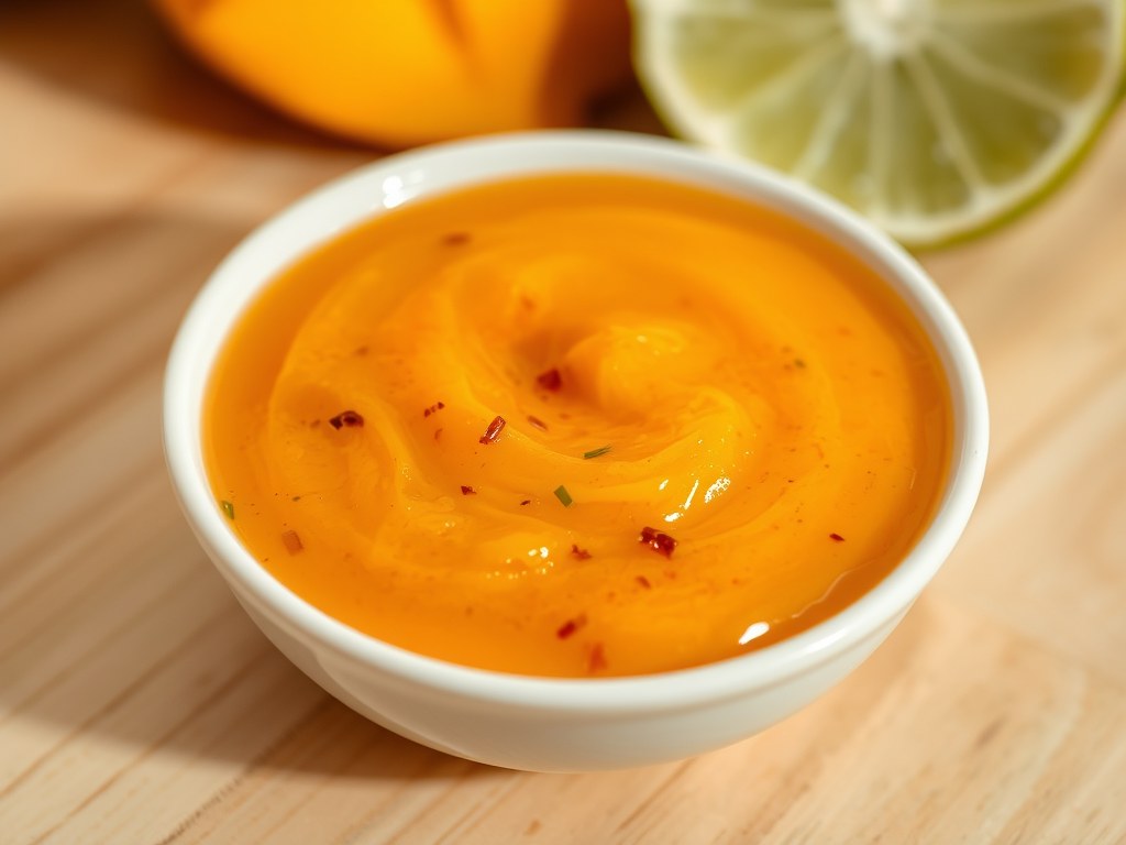 Mango-looksaus, AI-gegenereerde illustratie