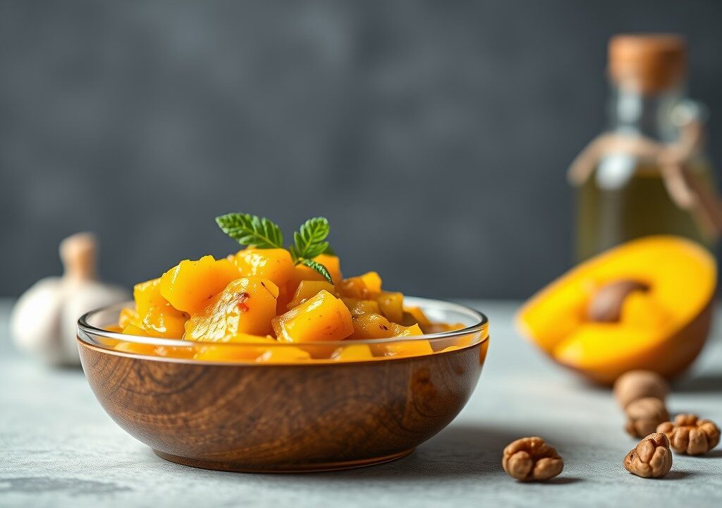 Mangochutney, AI-gegenereerde illustratie