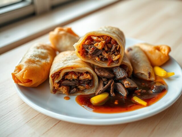 Mangorolletjes met gestoofd rundvlees