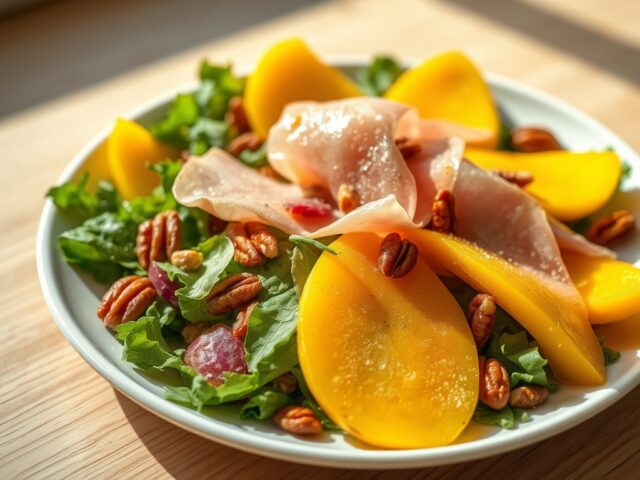 Mangosalade met rauwe ham