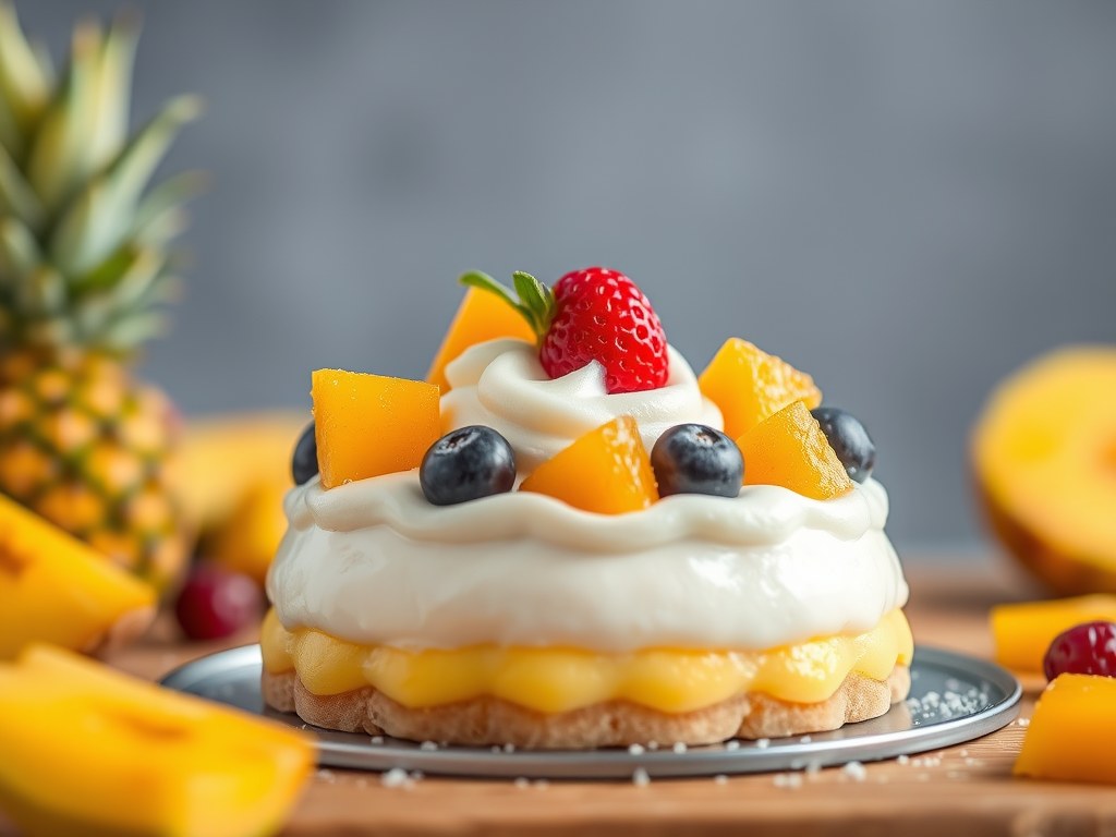 Marasquinbavarois met ananas, AI-gegenereerde illustratie