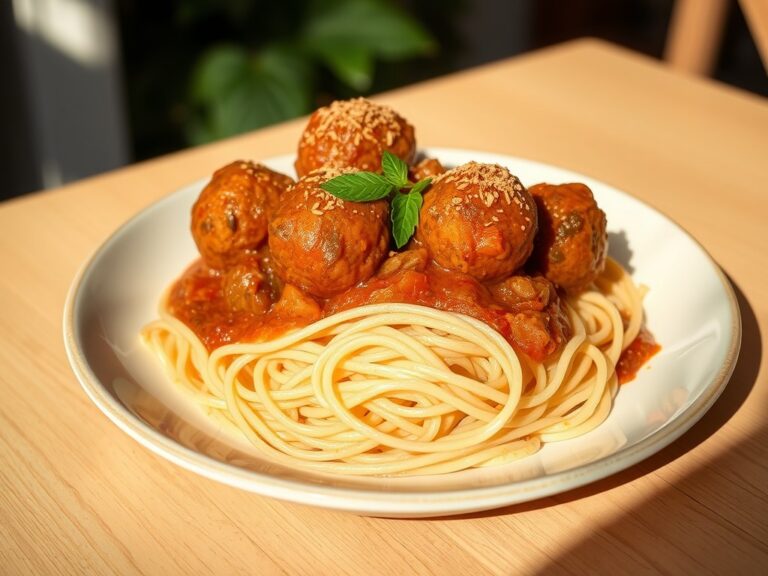 Marokkaanse gehaktballetjes met spaghetti