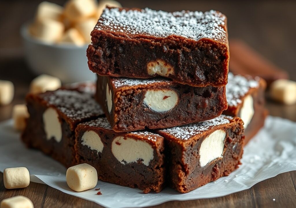 Marshmallowbrownies, AI-gegenereerde illustratie