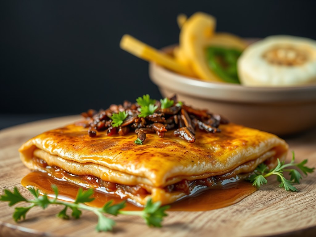 Martabak met Martabaksaus, AI-gegenereerde illustratie