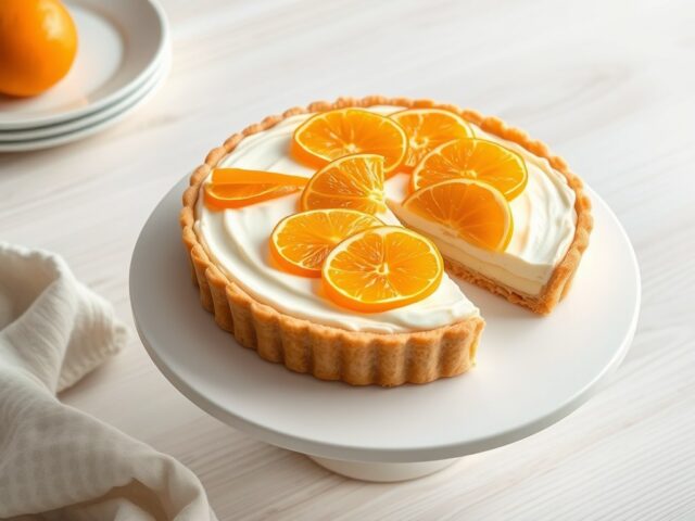 Mascarponetaart met mandarijntjes, geparfumeerd met mandarine napoleon