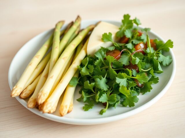 Mechelse asperges met waterkerssalade