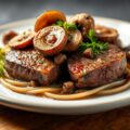 Medaillons van het Angus-rund met paddestoelen
