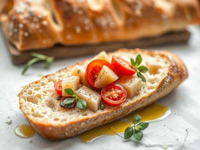 Mediterraan gevuld brood — AI-gegenereerde illustratie