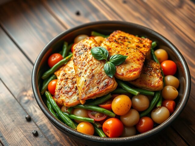 Mediterraanse filets met sperciebonen roerbakschotel