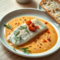 Meivis met tomatenroomsaus