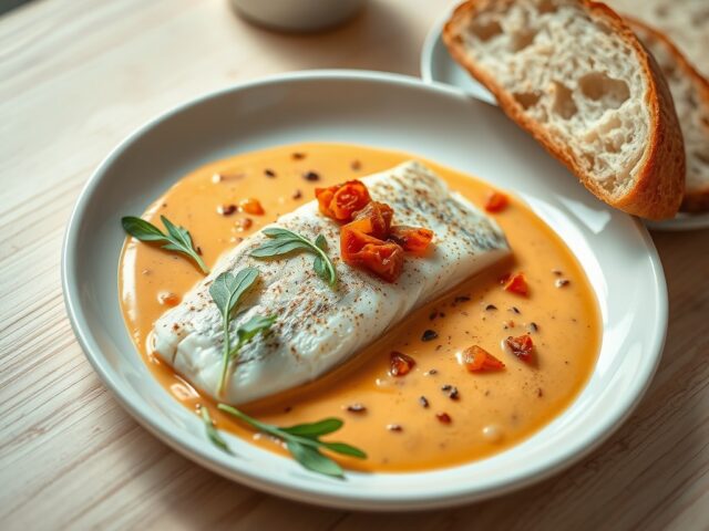Meivis met tomatenroomsaus