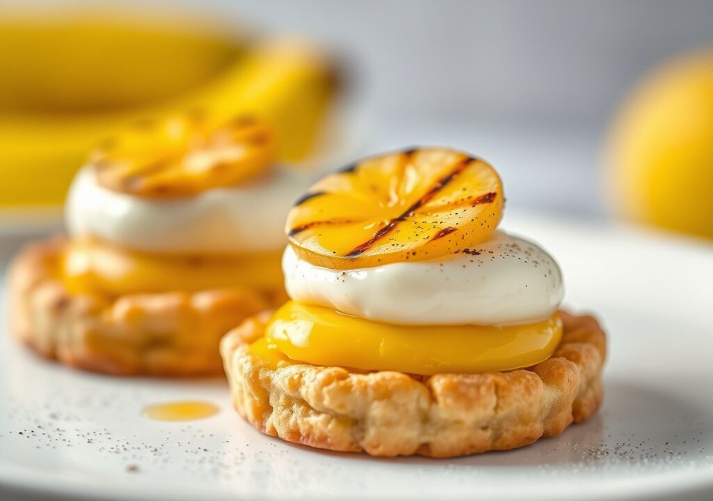 Melktaartjes met gegrilde ananas, AI-gegenereerde illustratie