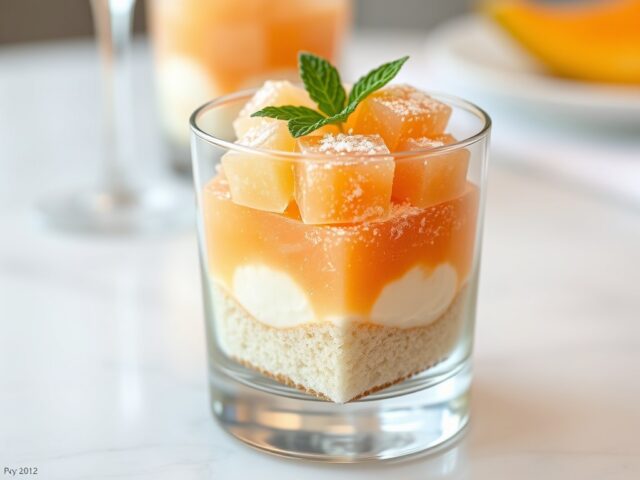 Meloengranité met cake en mascarponemousse