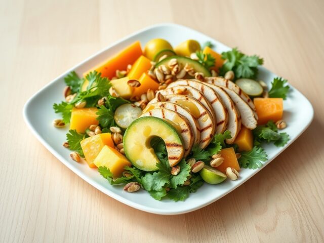 Meloensalade met kip en avocado