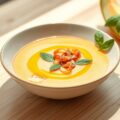 Meloensoep met basilicum