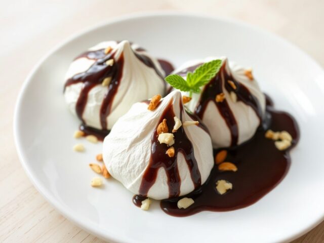 Merengues met chocoladesaus