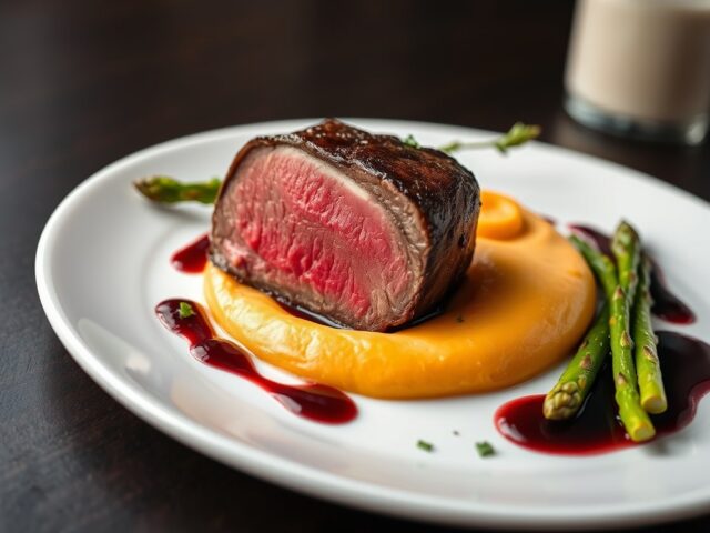 Meritus-tournedos met een mousseline van zoete aar
