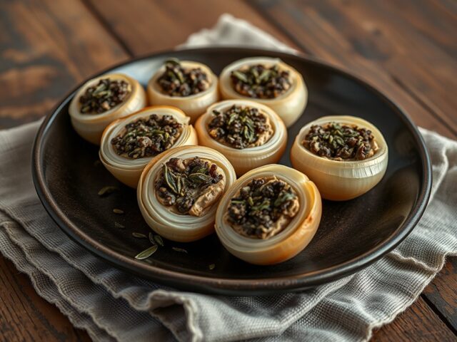 Met paté gevulde uien