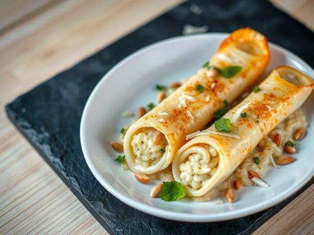 Met risotto gevulde pijlinktvisjes