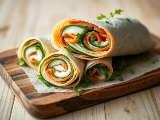 Met zalm gevulde wraps