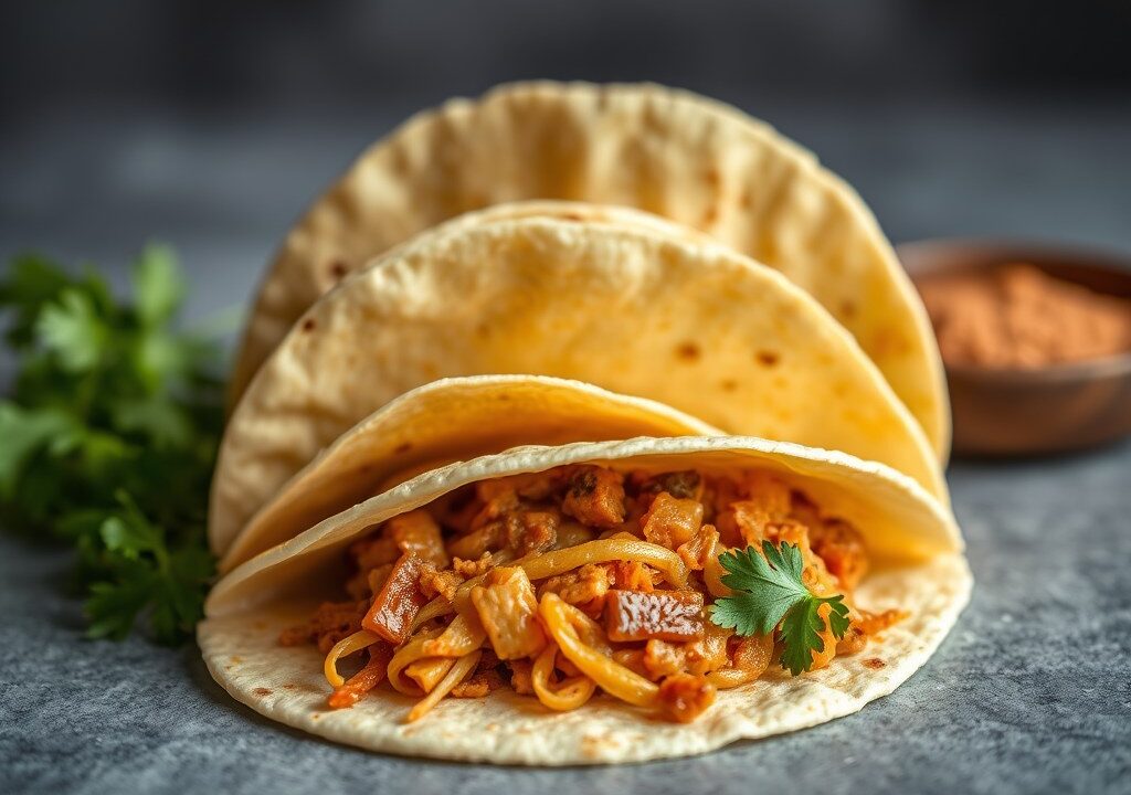 mexicaanse vlees kaas tortillas, AI-gegenereerde illustratie