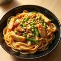 Mie met kip en pistachenootjes